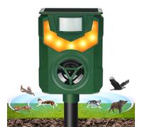 AOOWU Repulsif Chat Solaire, 5 Modes Imperméable Repulsif Chat Ultrason Exterieur, répulsif à ultrasons avec Détecteur de Mouvement, Charge USB, avec Lumière LED, pour Anti Chats Chiens Souris Ratons
