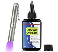 AOOWU Résine UV Transparente, Kit Résine UV 100g avec Lampe, colle en résine UV, Résine de Durcissement Solaire UV Transparente Adhésif UV à Séchage Instantané pour La Fabrication de Bijoux à Bricoler
