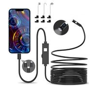 AOPICK Double Lentille Endoscope Caméra Endoscopique 5M - 1080P 3 en 1 USB Endoscope Caméra d'inspection, IP67 Étanche avec 8+1 Lumières LED Sonde de 7,9 mm pour Android, iPhone (No WiFi)