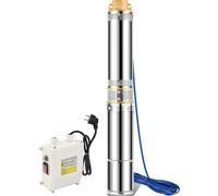 Aopunly 4.5 pouces 370W Pompe de puits profond Pompe de puits 4000L/h Pompe à eau en acier inoxydable Pompe de jardin Pompe immergée jusqu'à 34 m de hauteur de refoulement 20m de câble