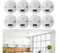 Aopunly 8x détecteur de CO blanc Détecteur d'incendie domestique 85 dB Alarme optique & acoustique