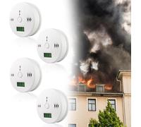 Aopunly Alarme CO Set de 4 détecteurs d'incendie blancs Détecteur de monoxyde de carbone 85 dB LED d'avertissement