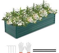 Aopunly Bac à légumes surélevé Bac à plantes en acier Bac à fleurs Bac à herbes 240x90x60 cm Vert