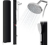 Aopunly Douche solaire Douche de jardin avec douchette à main、intégrée douche de pied pomme de douche ronde avec matériel de montage & housse 35 L Noir