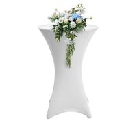 Aopunly Housse de table ronde extensible Ø60×110 cm - Nappe mange-debout pour mariage, banquet & cocktail Blanc