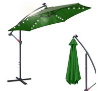 Aopunly Parasol avec éclairage LED Ø300cm Parasol ampli 360° pivotant Parasol de jardin Pavillon vert