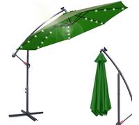 Aopunly Parasol avec éclairage LED Ø350cm Parasol ampli 360° pivotant Parasol de jardin Pavillon vert