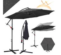 Aopunly Parasol Parapluie Ø350cm protection UV Parasol à manivelle UV50+ Parasol de marché avec protection UV, manivelle & housse Gris