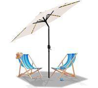 Aopunly Parasol Rond,Manivelle Pliable Fer Parasol de Balcon,Inclinable,LED,270cm,Beige