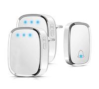 Aoreun Sonnette sans Fil Exterieur Etanche, 300M Kit de Carillon Electronique avec Pile, 36 Mélodies 4 Niveaux Volume, Kit de Carillon avec LED Flash, pour Urgence,Maison Un Emetteur et Un Récepteur