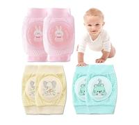 AORHOFJ 3 Paire de Genouillères Bébé, Antidérapant Protege Genoux Bébé Respirant Coton Unisex Bébé Genouillères pour 0-3 Ans，Genouillere Bebe 4 Pattes，Protege Genoux Bebe
