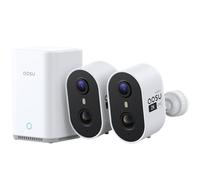 aosu 2K Caméra Surveillance WiFi Extérieure Intérieur sans Fil, PIR + IA | Kit 2 Caméras avec aosuBase 2.0 32 Go, Extensible 1 To, Sans Abonnement, Vision Nocturne Couleur, Détection Personne Véhicule