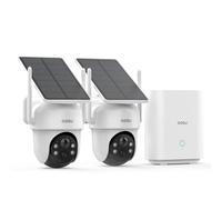 aosu 2K Camera Surveillance WiFi Exterieure sans Fil Solaire, Kit 2 Caméras + aosuBase, sans Abonnement Requis Stockage Local, 360° PTZ Suivi Automatique Détection Vision Nocturne Couleur, 5G/2.4GHz