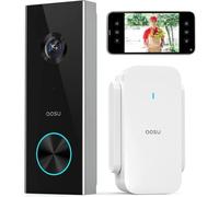 aosu 2K Sonnette sans Fil avec Caméra, Détection IA, Audio Bidirectionnel | 180 Tage Batterie, 166° Grand Angle, Vision Nocturne, Étanche IP44, WiFi 2.4GHz, Alexa, Montage Facile, Pour Entrée/Jardin