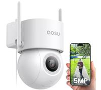 aosu 3K 5MP Camera Surveillance WiFi Extérieure Filaire 360°PTZ Caméra IP Exterieur WiFi 2.4GHz, 400Lm Projecteur Vision Nocturne Couleur, Sécurité et Protection des véhicules, 24/7 Enregistrement