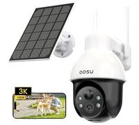 aosu 3K Caméra Surveillance WiFi Exterieure sans Fil, 5MP Camera Solaire | 360° PTZ Suivi Automatique, Exterieur Détection IA Personne/Véhicule, Vision Nocturne Couleurs Alarme Lumineuse & Sonore