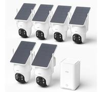 aosu 3K Camera Surveillance WiFi Exterieure sans Fil Solaire, 5MP PTZ 360° | IA + PIR Suivi Automatique, 6 Caméras avec aosuBase 2.0 32 Go Local, Jusqu’à 1 To, Vision Nocturne Couleur, 2,4/5 GHz