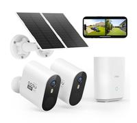 aosu 3K Camera Surveillance WiFi Exterieure sans Fil Solaire, 5MP Solar Caméra Security Exterieur sur Batteries avec aosuBase, 2 Solarcam, Détection Mouvement, Vision Nocturne Couleur