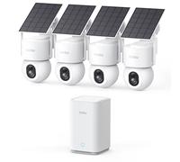 AOSU 4K D1 Max Caméra Surveillance WiFi Extérieure Sans Fil Solaire, 8MP UHD Kit 4 Caméras + aosuBase 2.0, 360° PTZ Suivi Auto Détection PIR + IA Vision Nocturne Couleur, 32 Go Intégrés Extension 1 To