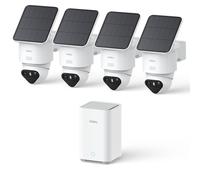 aosu 4K T2 Ultra Camera Surveillance WiFi Exterieure sans Fil Solaire, 4 Cam-Kit & aosuBase 2.0, 8MP Vision Nocturne, sans Abonnement, 32 Go Local & 1 to Extensible, 360° Panorama Suivi IA, 5G/2,4G