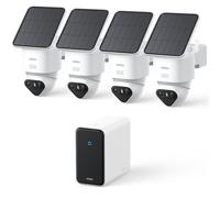 aosu 4K T2 Ultra Camera Surveillance WiFi exterieure sans Fil Solaire 4-Cam Kit & aosuCorte, Détection IA 360° Panorama Suivi Auto Personne, 2,4/5Ghz WiFi32 Go Local & 16TB Extensible
