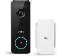 AOSU caméra de sonnette de porte sans fil, HD 5MP vidéo Smart Doorbell, WiFi 5/2,4 GHz détecteur de radar, frais mensuels, 180 jours d'autonomie de la batterie,