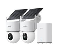 aosu D1 Max 4K Camera Surveillance WiFi Exterieure sans Fil Solaire 360°PTZ | Sans Abonnement Requis, IA PIR Suivi Auto Personne Véhicule, Vision Nocturne Couleur, Kit 2 Caméras aosuBase 1 To Extensible
