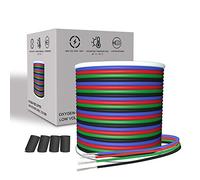 AOTOINK Fil Electrique RGB, 20M 4x0.32mm² Câble D'extension LED de Calibre 22 à 4 Broches 66ft, Fil 22 AWG pour Bande LED RGB 5050 3528 2835