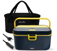 Aotto 2L Gamelle Chauffante 90W, Lunch Box Chauffante Electrique Boite Chauffante Repas 12V/24V/220V, Gamelle Chauffante Allume Cigare avec Sac Thermiquepour Voiture Camion Bureau (Vert)
