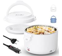 Aotto Gamelle Chauffante 80W, 950ml Lunch box Chauffante Portable, 12V/24V/220V Boite Chauffante Repas, Lunch Box Chauffante Electrique pour Travail/Voyage/Voiture/Camion/Maison/Bureau (Blanc)