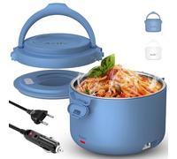 Aotto Gamelle Chauffante 80W, 950ml Lunch box Chauffante Portable, 12V/24V/220V Boite Chauffante Repas, Lunch Box Chauffante Electrique pour Travail/Voyage/Voiture/Camion/Maison/Bureau (Bleu)