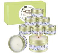 Aottom 8 Pièces Bougie Citronnelles Extérieur & Intérieur, 100% Cire de Soja Naturel Bougies au Citron pour Jardin, Terrasse, Pique-nique, Voyage Camping - 2,5 OZ (20 heures chaque bougie)