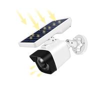 Aottom Fausse Caméra de Surveillance avec Lampe Solaire Extérieur, Fausse WiFi Caméra avec Détection Mouvement, Réverbère Solaire 8 LED Etanche Eclairage sans Fil 360° Reglable Lumière Solaire, IP66