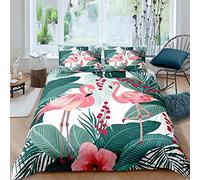 AOUAURO Housse De Couette 140X200 Cm Dessin Animé Animal Flamant Rose 3D Parure De Lit avec Fermeture À Glissière Et 2 Taies d'oreiller pour Chambre d'enfants Adultes - Anti-Allergie Entretien Facile