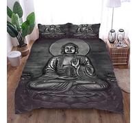 AOUAURO Housse de Couette 220x240 Bouddha 3D Parure de lit avec Fermeture à Glissière et 2 Taies d'oreiller pour Chambre d'enfants Adultes Grande Taille