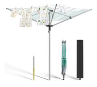 Aoufottes Parapluie Séchoir à linge rotatif pliable tour rétractable Séchoir à linge rotatif extérieur pour balcon, camping (4 bras, 40 m)