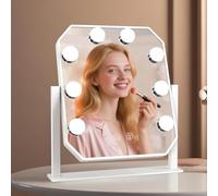 Aourow Hollywood Miroir avec 8 Lumières LED, Rotatif à 360°, 3 Températures de Couleur Réglables (3000 K/4000 K/6000 K), Contrôle Tactile, Intensité Variable, Miroir Cosmétique Plug-in de Type C