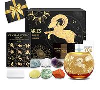 Aovila Cadeaux bélier pour Femme - Bougeoir en Cristal - Pierres de Naissance - Coffret Cadeau - Signe du Zodiaque - Astrologie - Cadeaux d'anniversaire pour Femmes, Maman, Meilleurs Amis