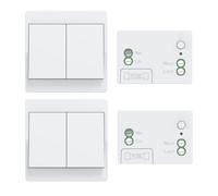 Aovrlcx EU Interrupteur sans fil kit d'interrupteur à bouton sans fil auto-alimenté interrupteurs cinétiques sans fil bidirectionnels sans pile télécommande radio (White 2Gang 2V2)