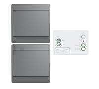 Aovrlcx Gris interrupteur sans fil sans pile kit interupteur sans fil autoalimente RF433 va et vient sans fil sans pile radio interrupteur a bouton telecommande (Gray 1Gang 2V1)