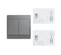Aovrlcx Gris interrupteur sans fil sans pile kit interupteur sans fil autoalimente RF433 va et vient sans fil sans pile radio interrupteur a bouton telecommande (Gray 2Gang 1V2)