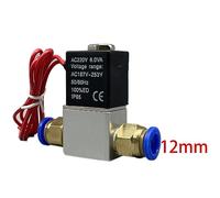 AOXIIUNNH Électrovanne électrique pneumatique 12V 24V 220V, 2 Positions, 2 Ports, vanne magnétique à Air normalement fermée, Tuyau 6mm 8mm, Connexion Barbe(No Fittings,DC 12V)
