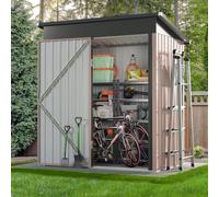 Aoxun Abri de jardin en métal galvanisé avec grille d'aération et porte coulissante, rangement pour outils, jardin, terrasse, pelouse