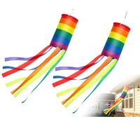 AOYEGIC Manche à air Arc-en-Ciel 2 pièces,Drapeau de girouette,bannière à Manches à Vent rayées,décoration extérieure Suspendue,pour Mur extérieur,Arbre,Patio,pelouse,Jardin,décoration(100 cm)