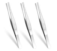 AOZUO Lot de 3 pincettes pointues, pince à épiler longue en acier inoxydable, pince à épiler émoussée, pince à épiler à pointe dentelée incurvée, professionnelle, antidérapante, droite, coudée pour