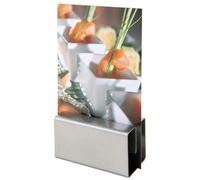 APS set de 2 porte-menus de table 8,5 x 4 cm, H: 4 / 8,5 cm acier inoxydable, poli mat