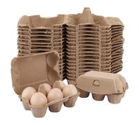 APACALI 50 Pièces Boite Oeuf Carton, 6 grilles Distributeur Empilable Boîte à Pulpe D'œufs, Boîte à œufs en carton pour œufs de poule, œufs de Pâques pour bricoler