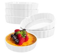 APACALI 6 PCS Moules à Tarte en Porcelaine, 120ml Ramequin Moule à Soufflé Crème Brulée, Ramequin Creme Brulee pour Muffin, Gâteau, Dessert, Sauce