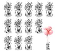 APACALI Lot de 12 poids pour ballons à l'hélium, 170 g/pièce, poids en feuille d'argent massif, cône à pompons métalliques, pour décoration de table d'anniversaire