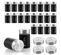 APACALI Lot de 24 pots à épices en acier inoxydable, 80 ml, avec triple régulation de la dispersion et fenêtre de visualisation, pots à épices en verre et acier inoxydable pour épices, herbes, sel